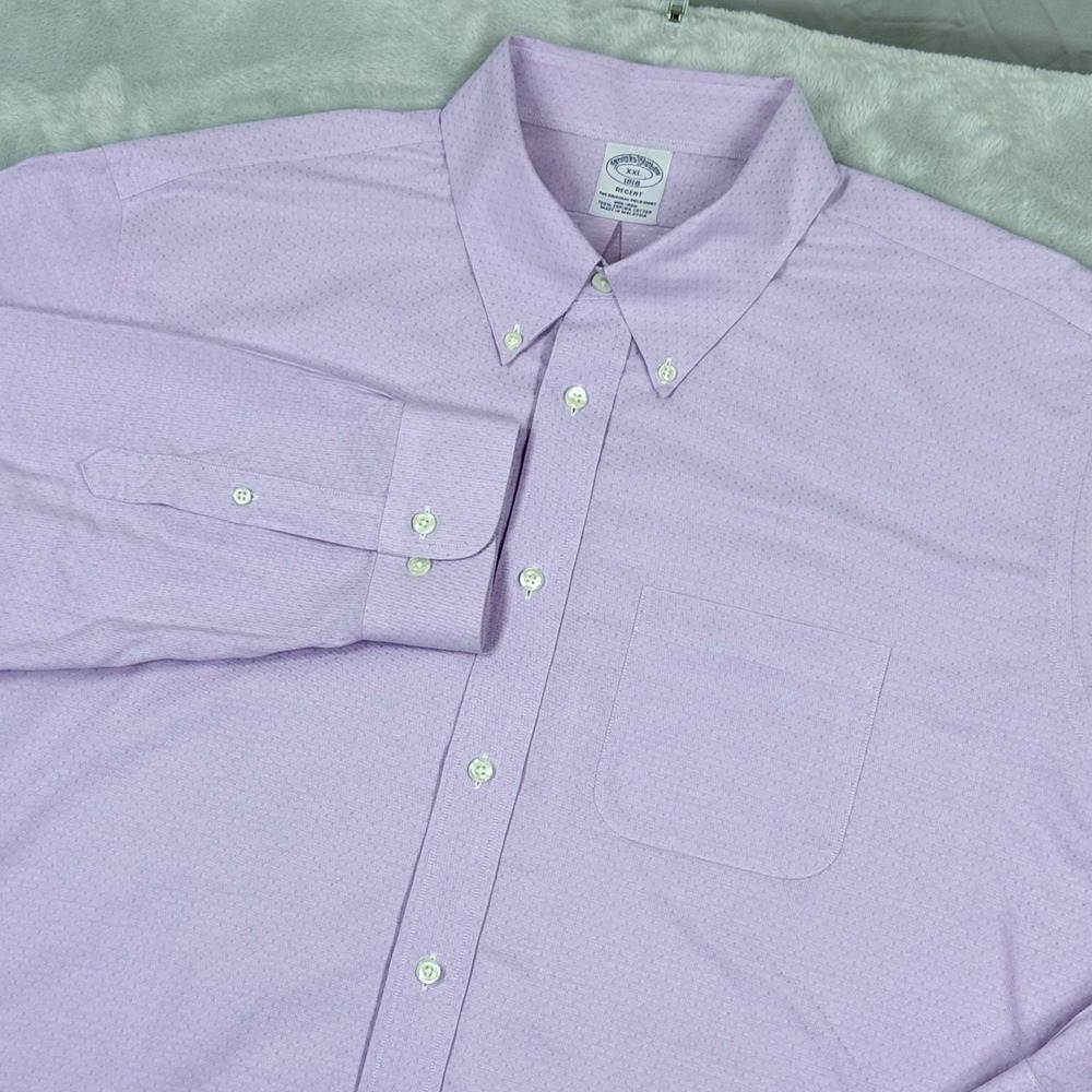 Brooks Brothers Supima Button Down Shirt Mens XXL Purple Regent Fit Non-Iron